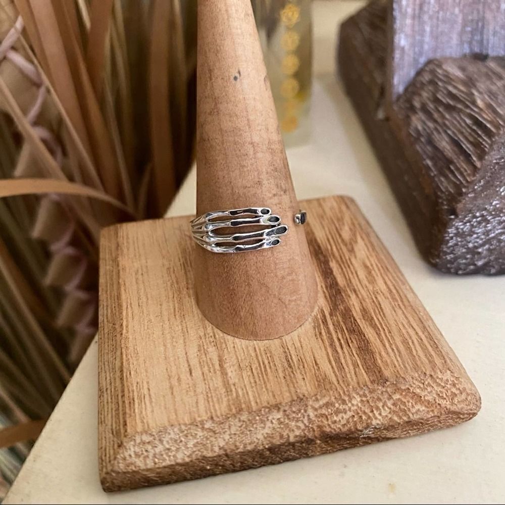 Weird Hand Adjustable Sterling Silver Ring Sizes 7,8,9,10